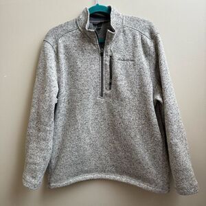 Eddie Bauer Mens 1/4 Zip Fleece Sweater Gray Pullover Sweatshirt Size L